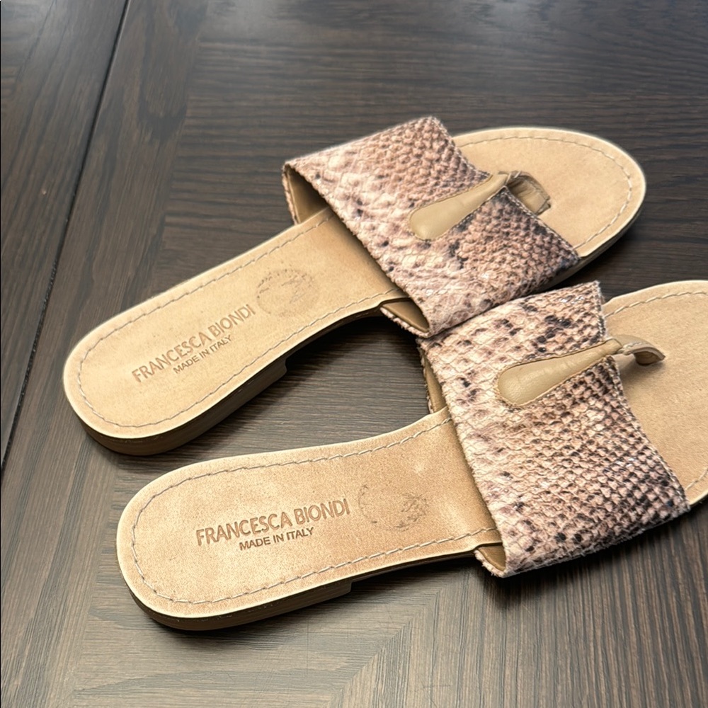 Textured Brown Slide Sandals